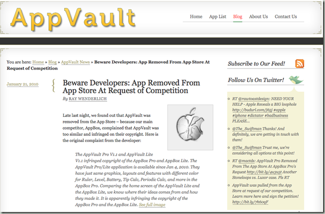 AppVault copyrighted broken